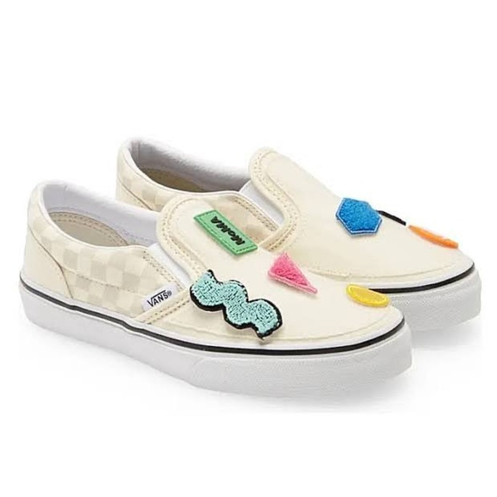 Vans x MoMA Classic Slip-On Kids Cream Checkerboard Sneakers 13.5 US Kids